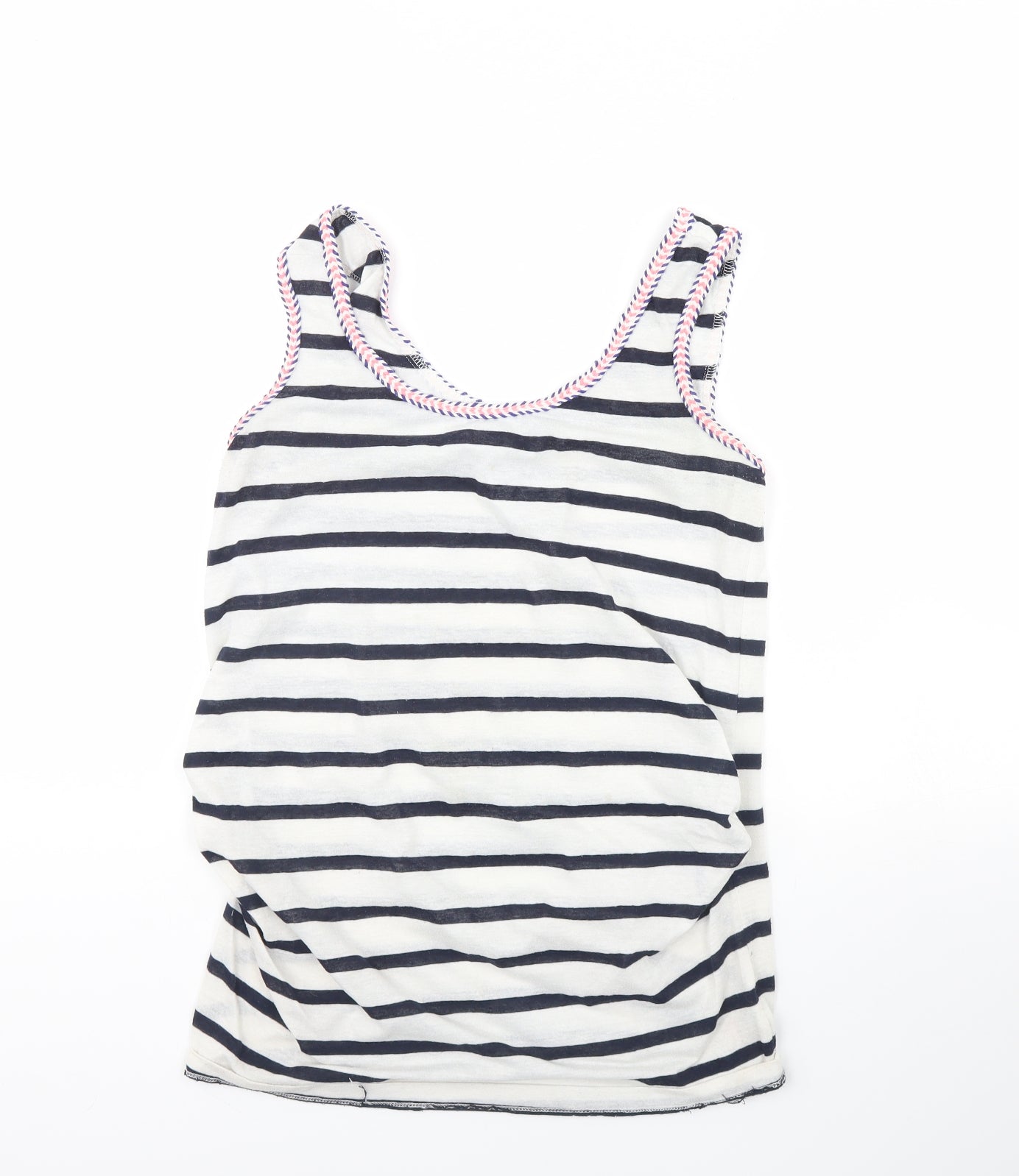 New Look Womens White Striped  Basic Tank Size 10