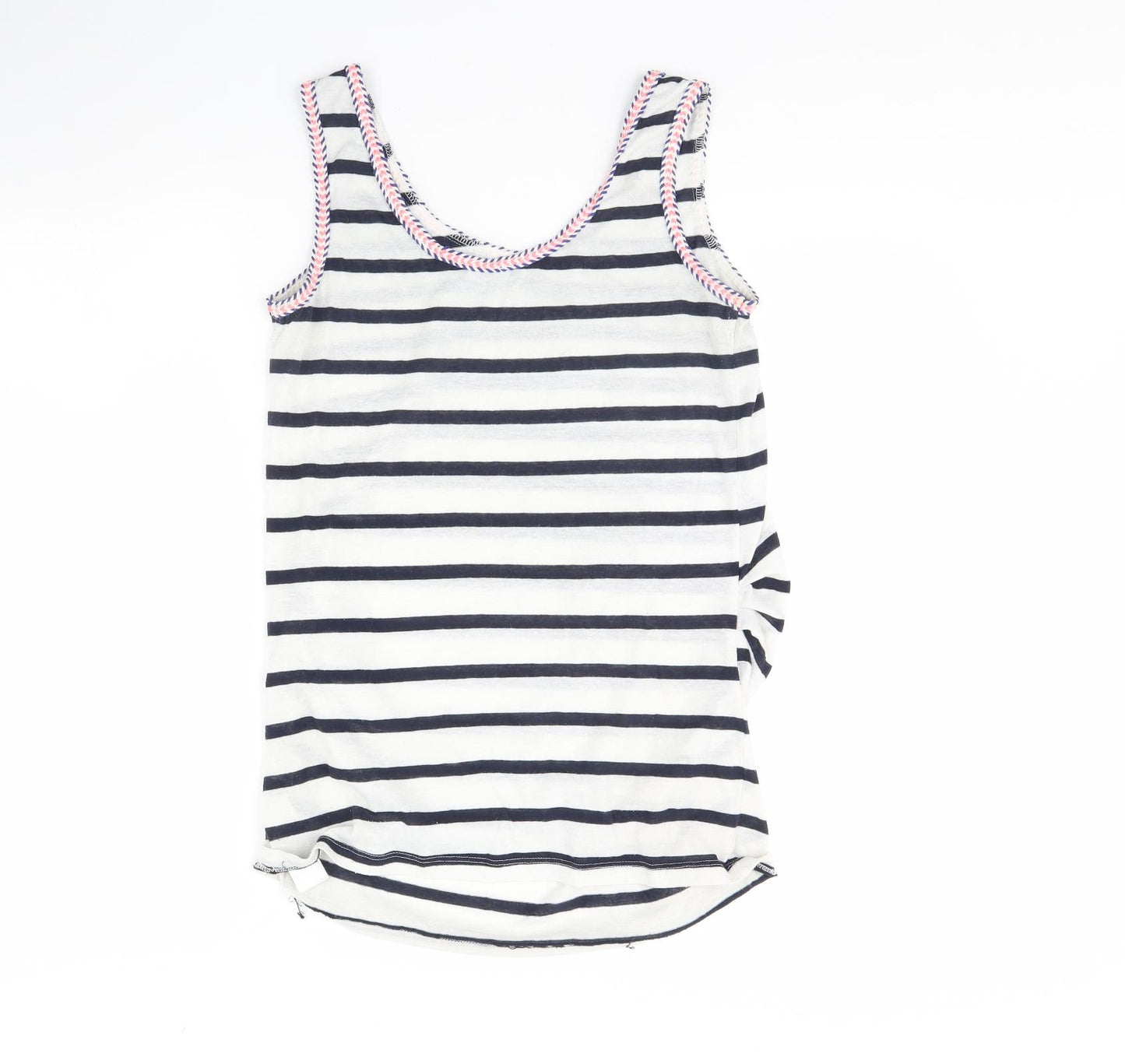 New Look Womens White Striped  Basic Tank Size 10