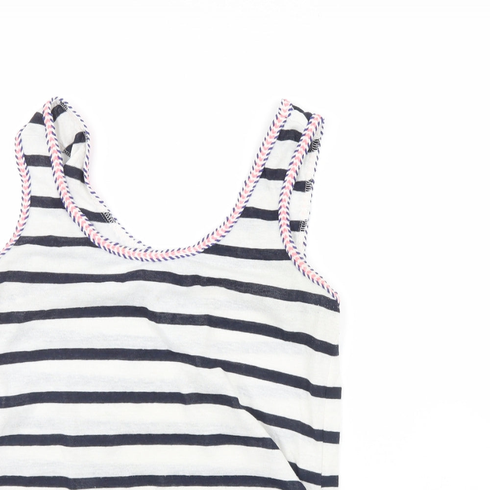 New Look Womens White Striped  Basic Tank Size 10