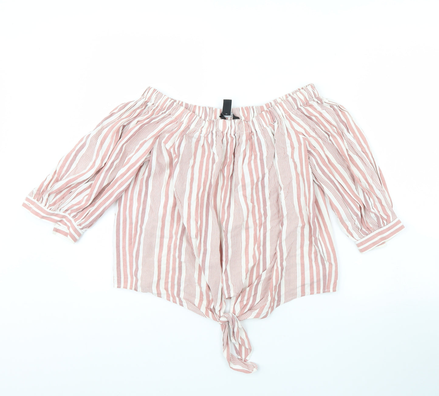 New Look Womens Pink Striped  Basic Blouse Size 8