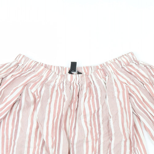 New Look Womens Pink Striped  Basic Blouse Size 8