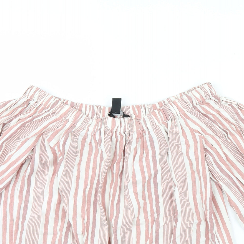 New Look Womens Pink Striped  Basic Blouse Size 8
