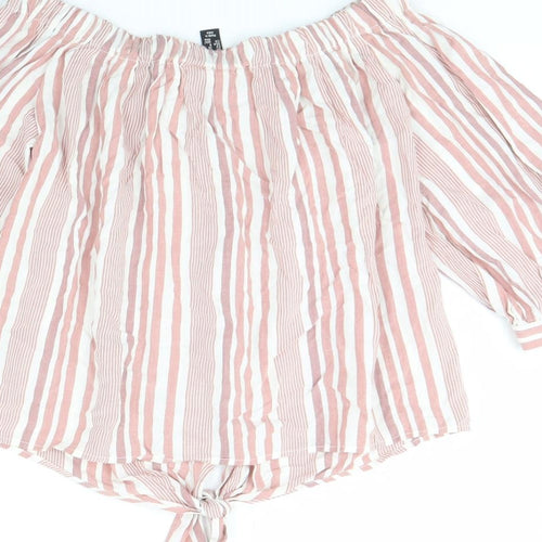 New Look Womens Pink Striped  Basic Blouse Size 8