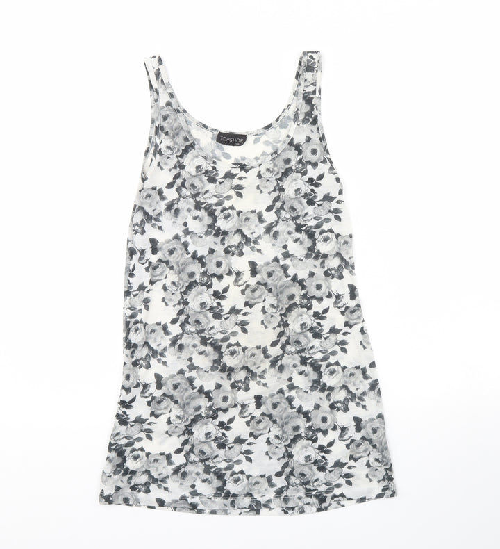 Topshop Womens Grey Floral Basic Tank Size 10