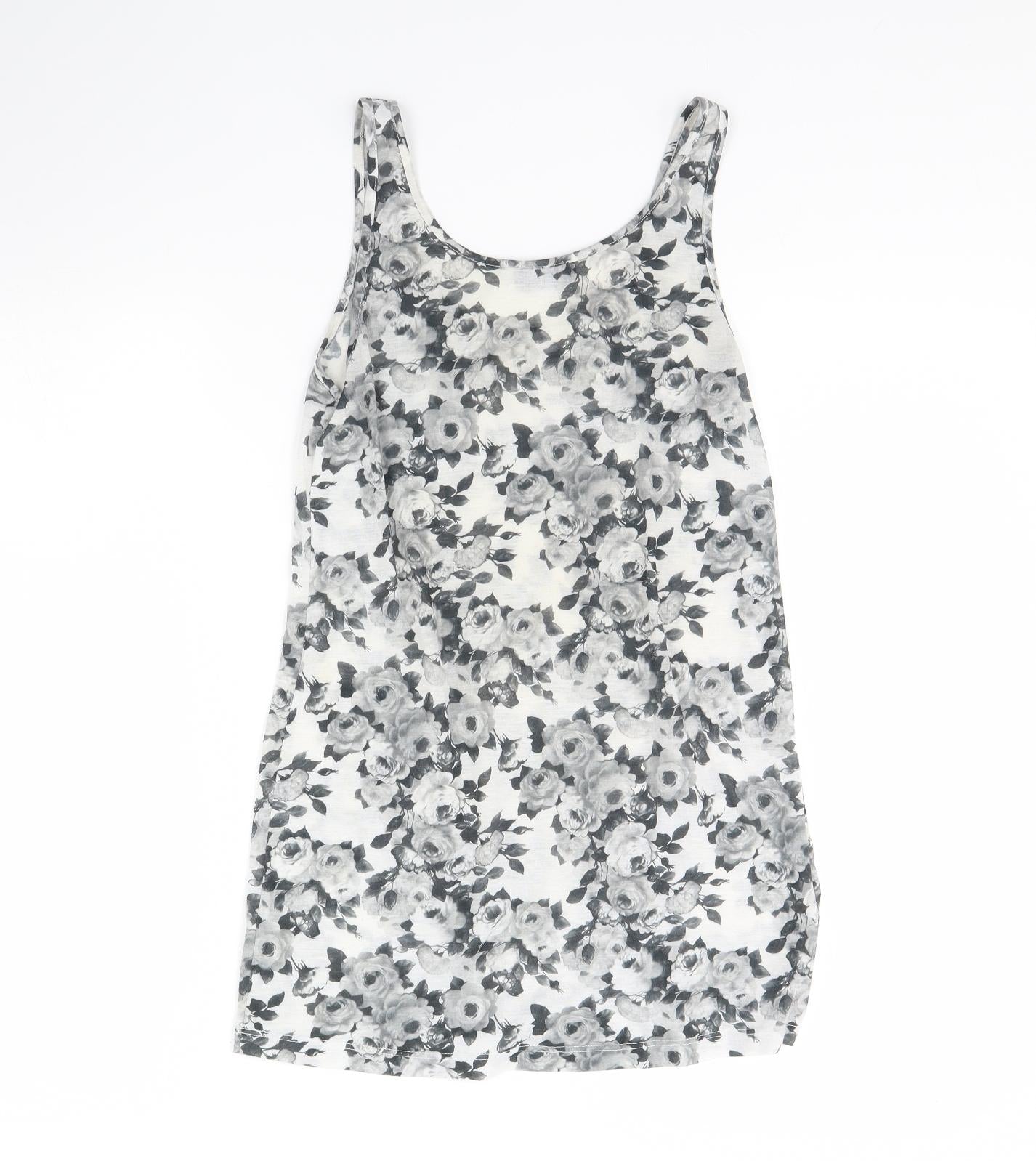Topshop Womens Grey Floral  Basic Tank Size 10