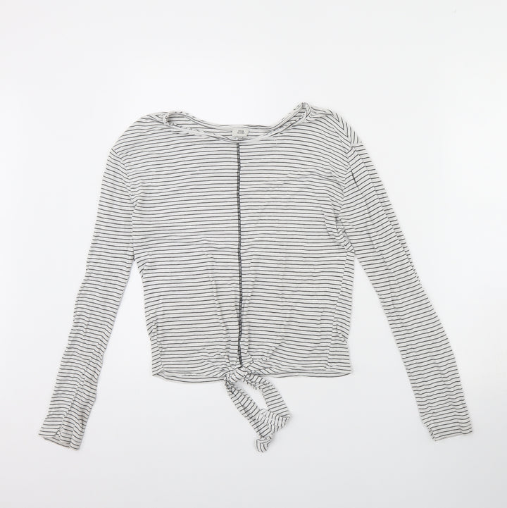 River Island Womens White Striped Pullover Jumper Size 10