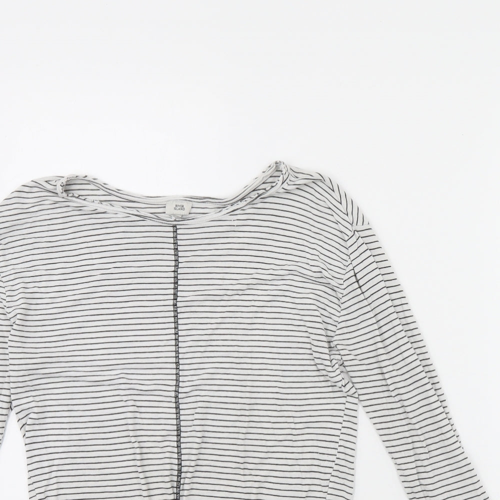 River Island Womens White Striped  Pullover Jumper Size 10