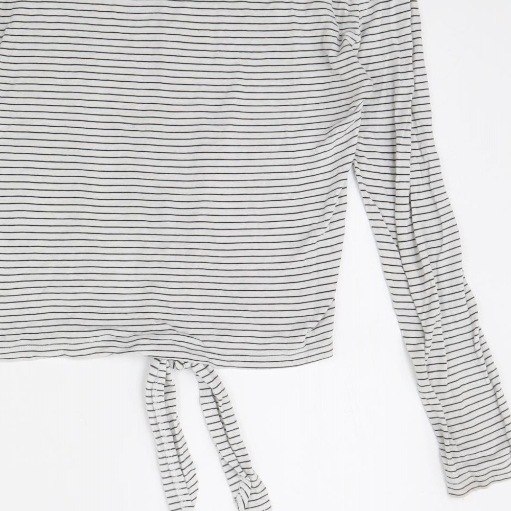 River Island Womens White Striped  Pullover Jumper Size 10