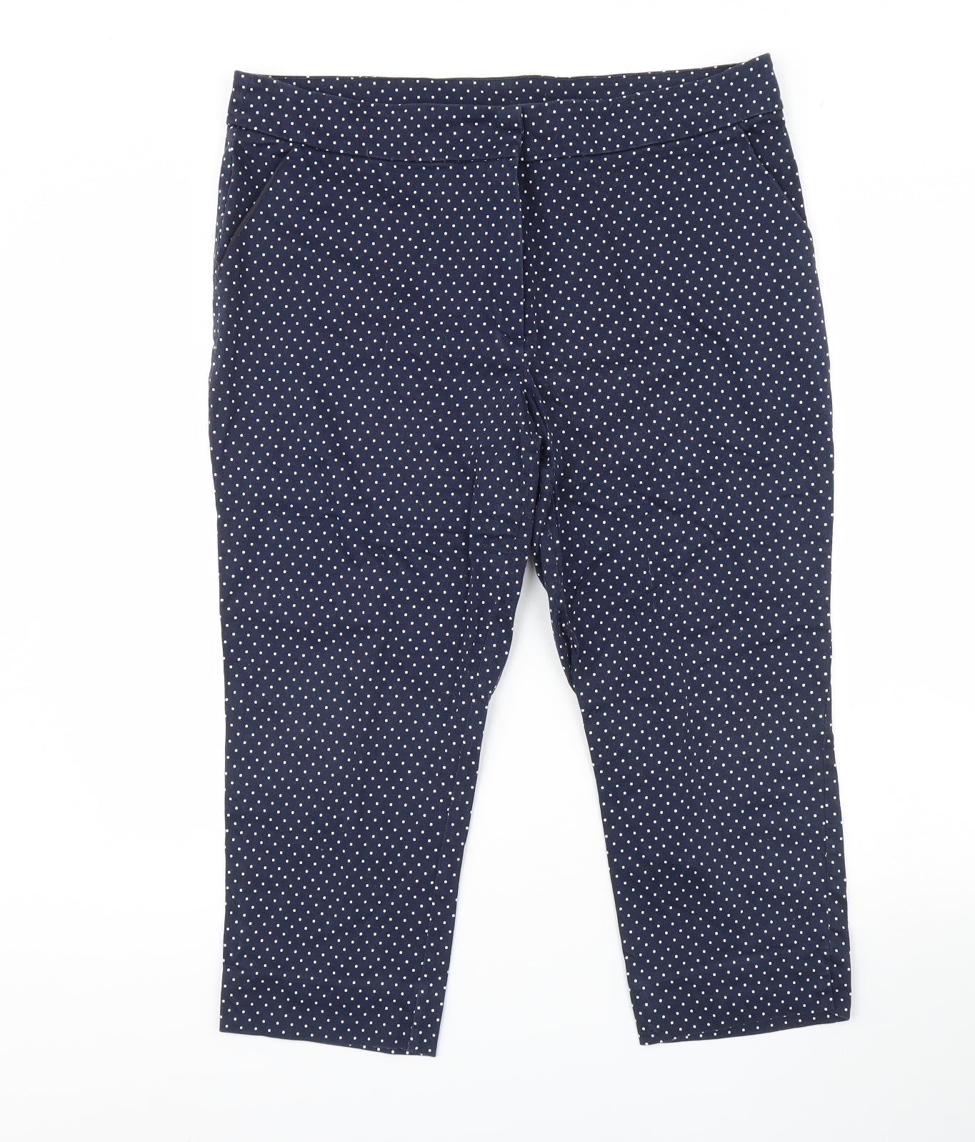 Debenhams Womens Blue Polka Dot  Cropped Trousers Size 18 L21 in