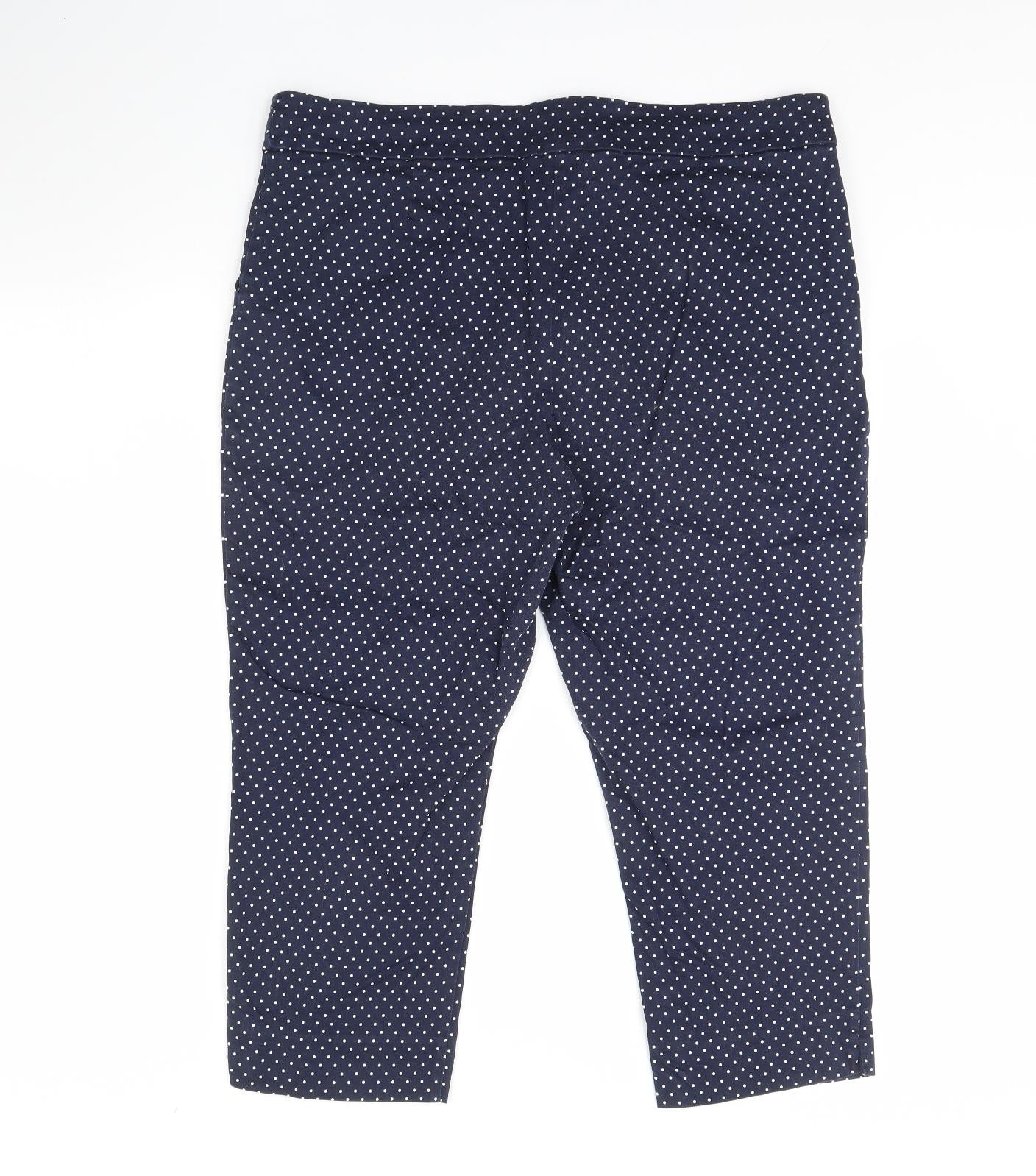 Debenhams Womens Blue Polka Dot  Cropped Trousers Size 18 L21 in