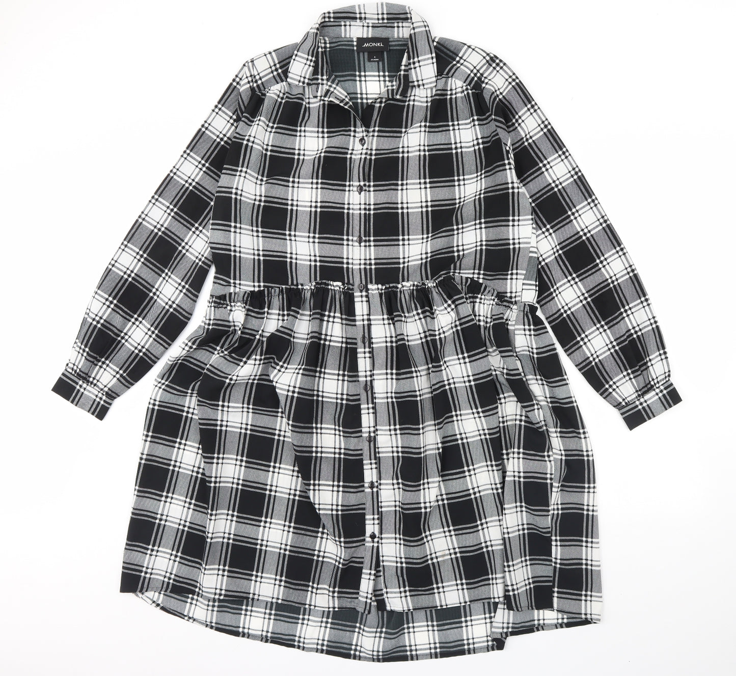 Monki Womens Black Plaid  Shirt Dress  Size S