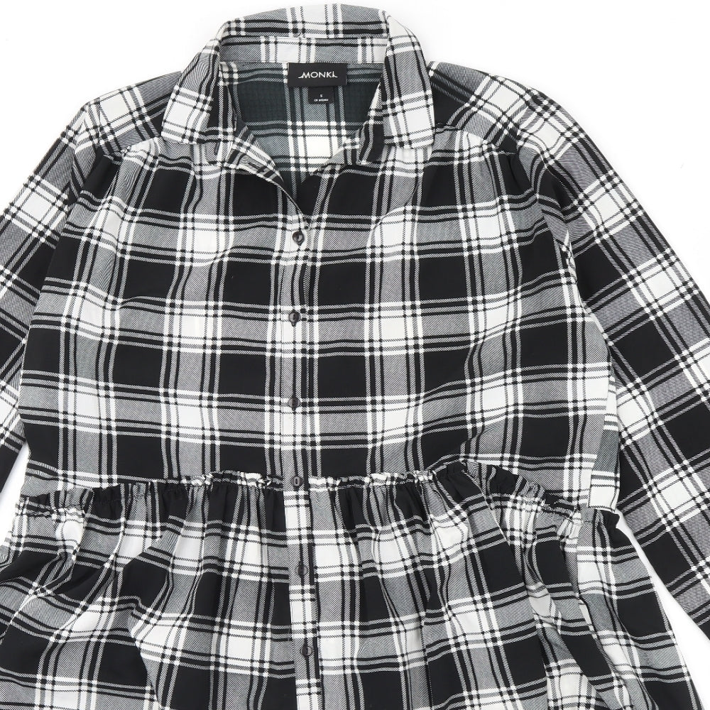 Monki Womens Black Plaid  Shirt Dress  Size S