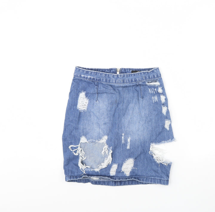 Missguided Womens Blue Denim Mini Skirt Size 8
