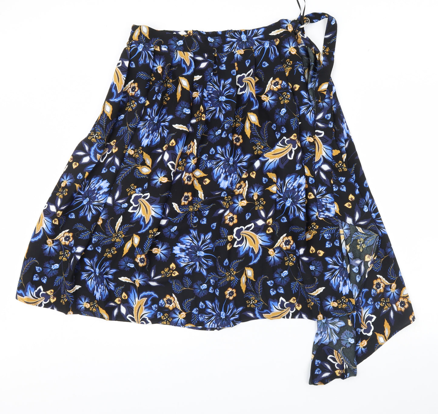M&S Womens Black Floral  Flare Skirt Size 16