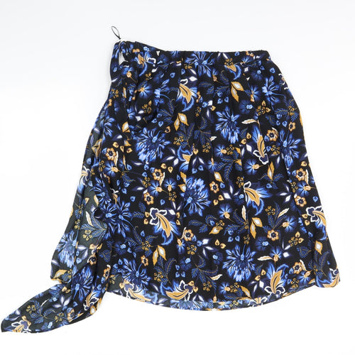 M&S Womens Black Floral  Flare Skirt Size 16