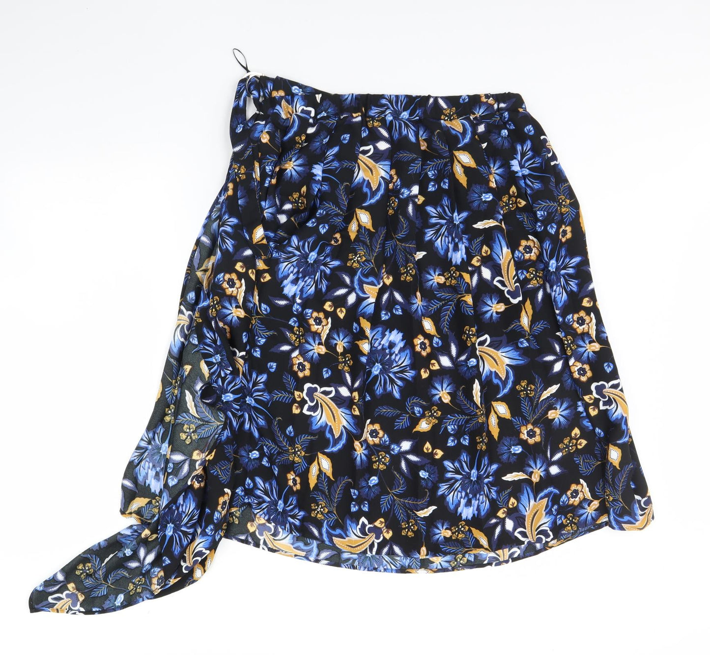 M&S Womens Black Floral  Flare Skirt Size 16