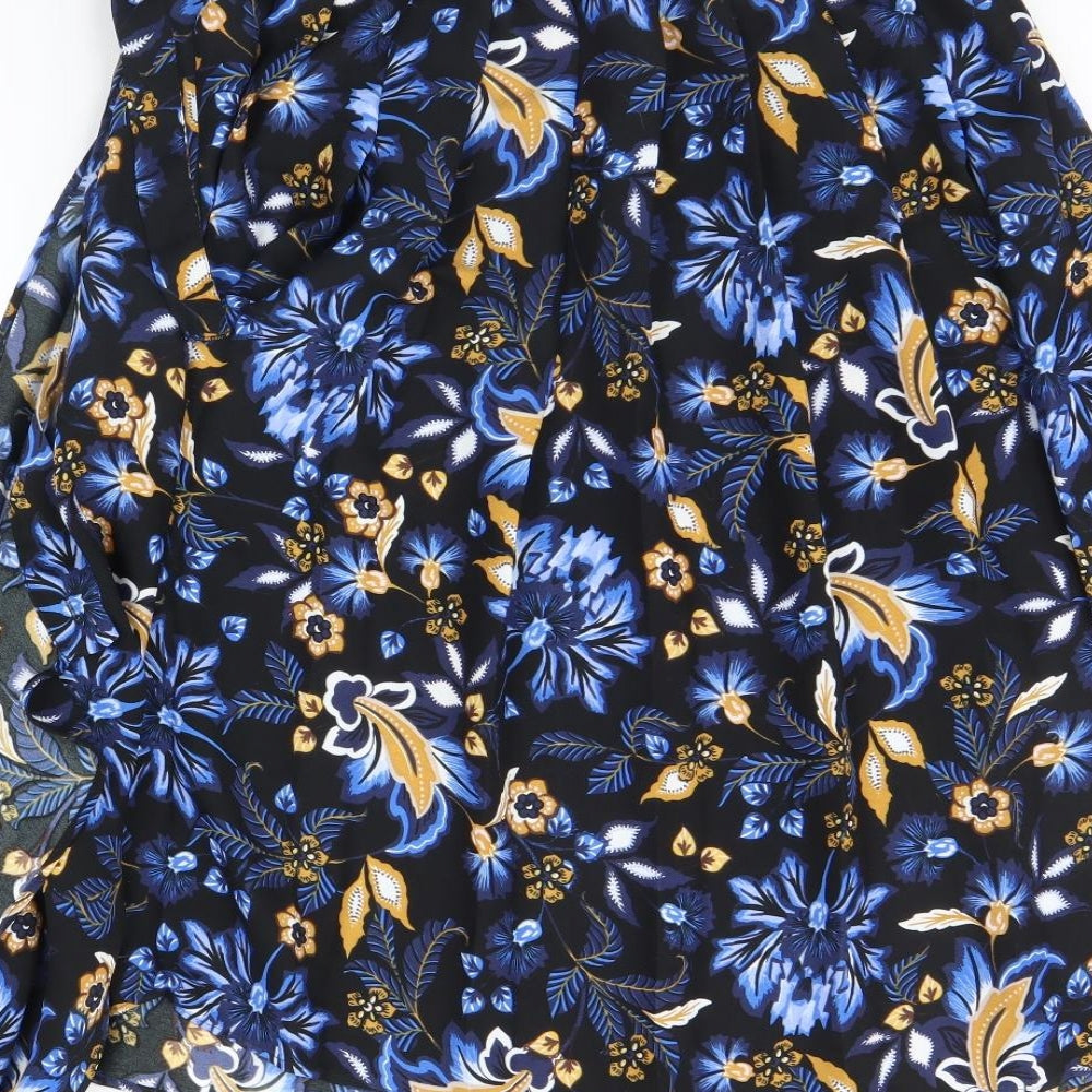 M&S Womens Black Floral  Flare Skirt Size 16