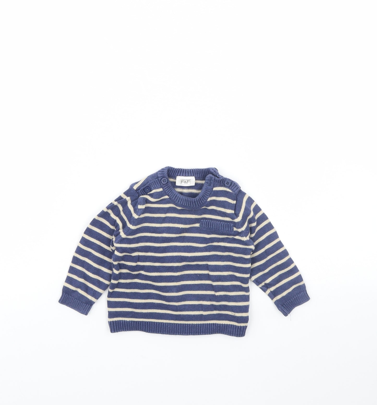 F&F Baby Blue Striped  Pullover Jumper Size 6-9 Months