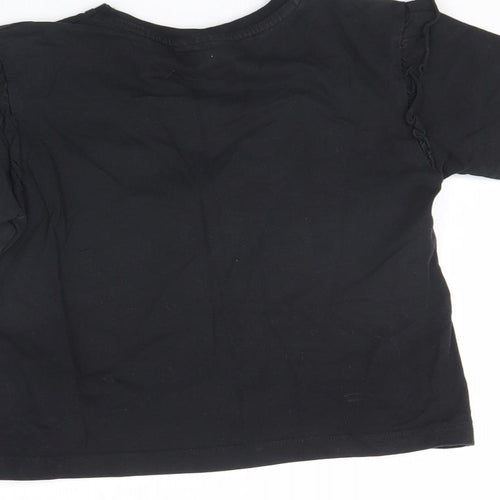 Preworn Girls Black   Camisole T-Shirt Size 7 Years  - Unicorns