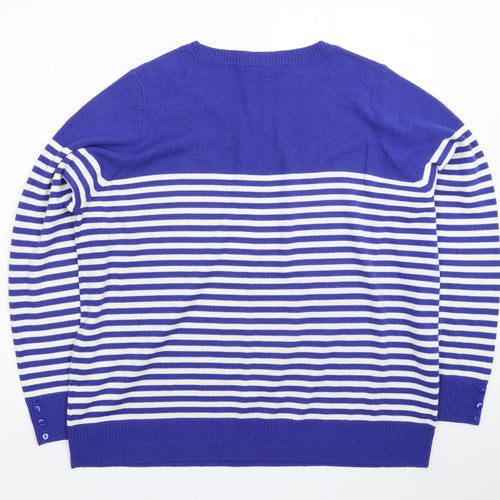 Marks and Spencer Womens Blue Striped Knit Pullover Jumper Size 22