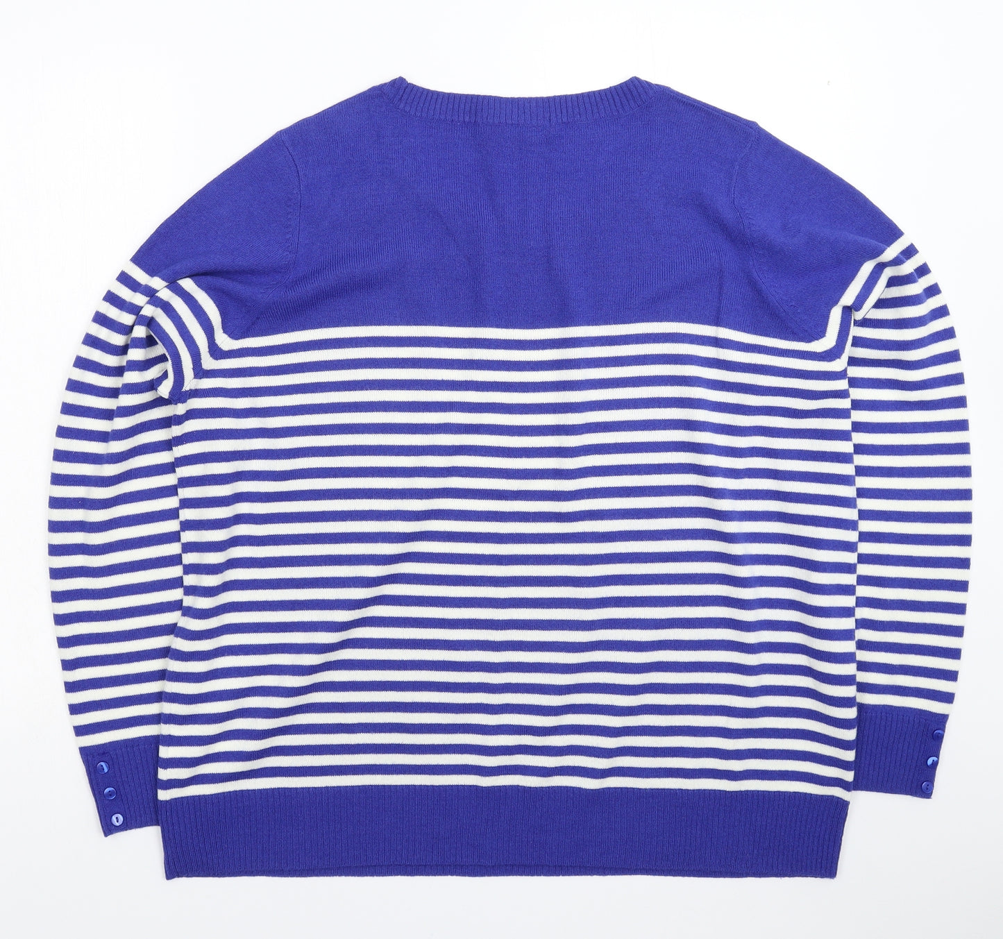 Marks and Spencer Womens Blue Striped Knit Pullover Jumper Size 22