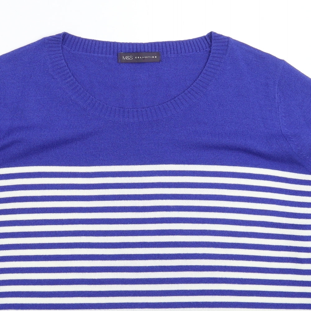 Marks and Spencer Womens Blue Striped Knit Pullover Jumper Size 22