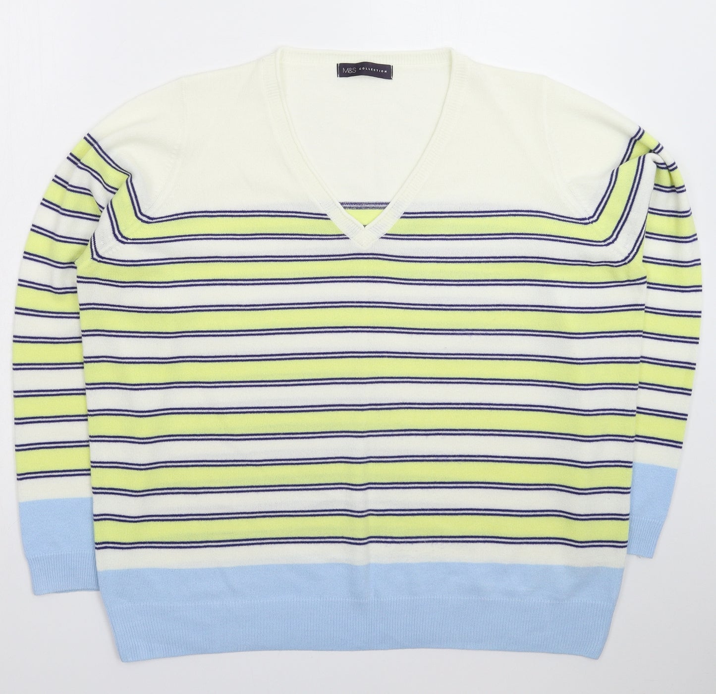 Marks and Spencer Womens Multicoloured Striped Knit Pullover Jumper Size 22