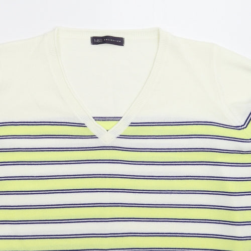 Marks and Spencer Womens Multicoloured Striped Knit Pullover Jumper Size 22