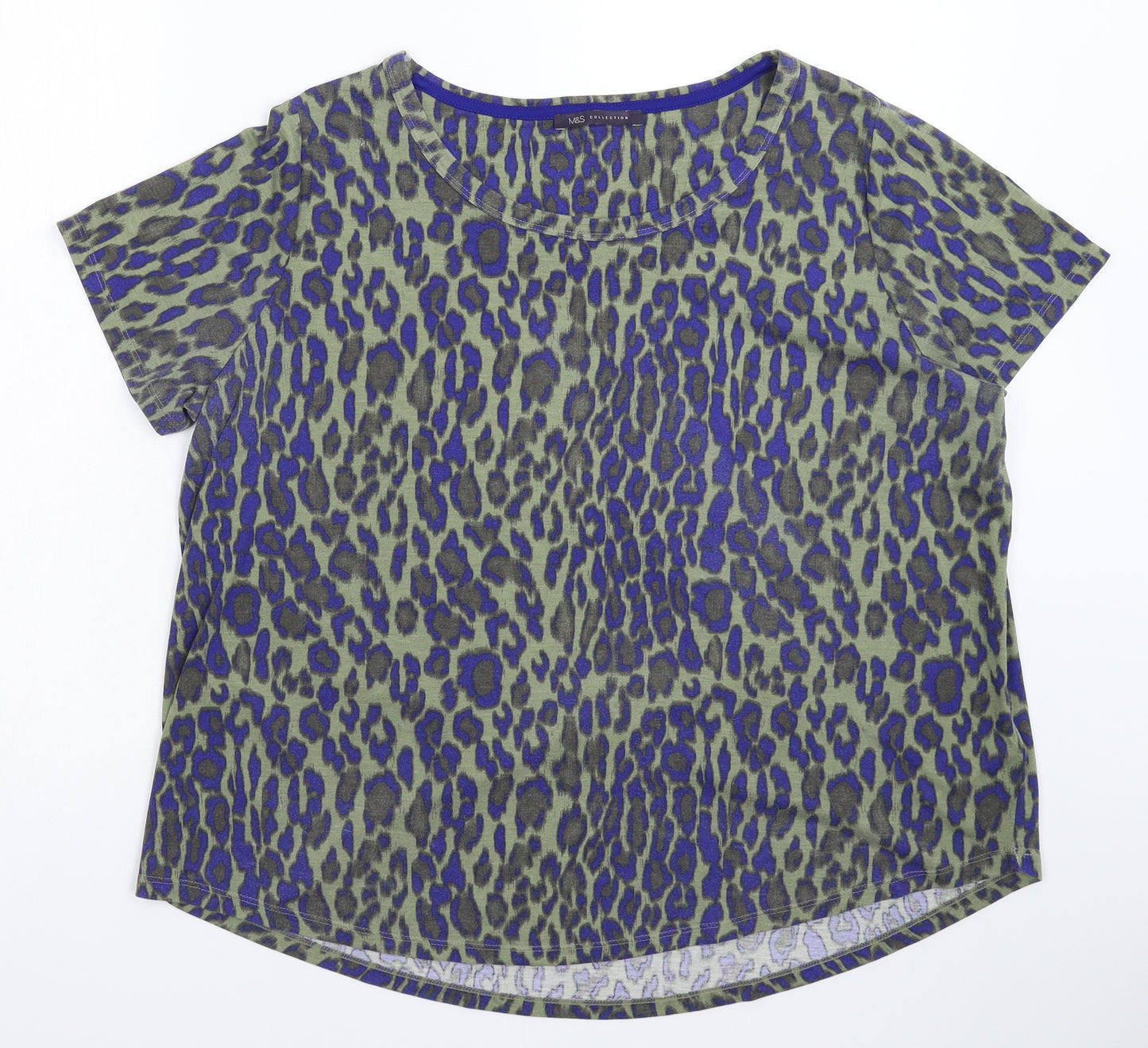 Marks and Spencer Womens Multicoloured Animal Print  Basic T-Shirt Size 22