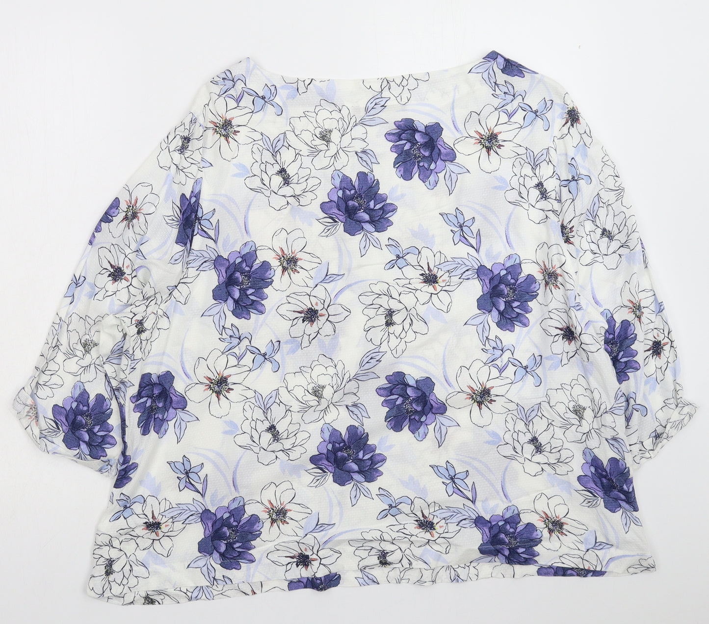 Marks and Spencer Womens White Floral  Basic T-Shirt Size 20