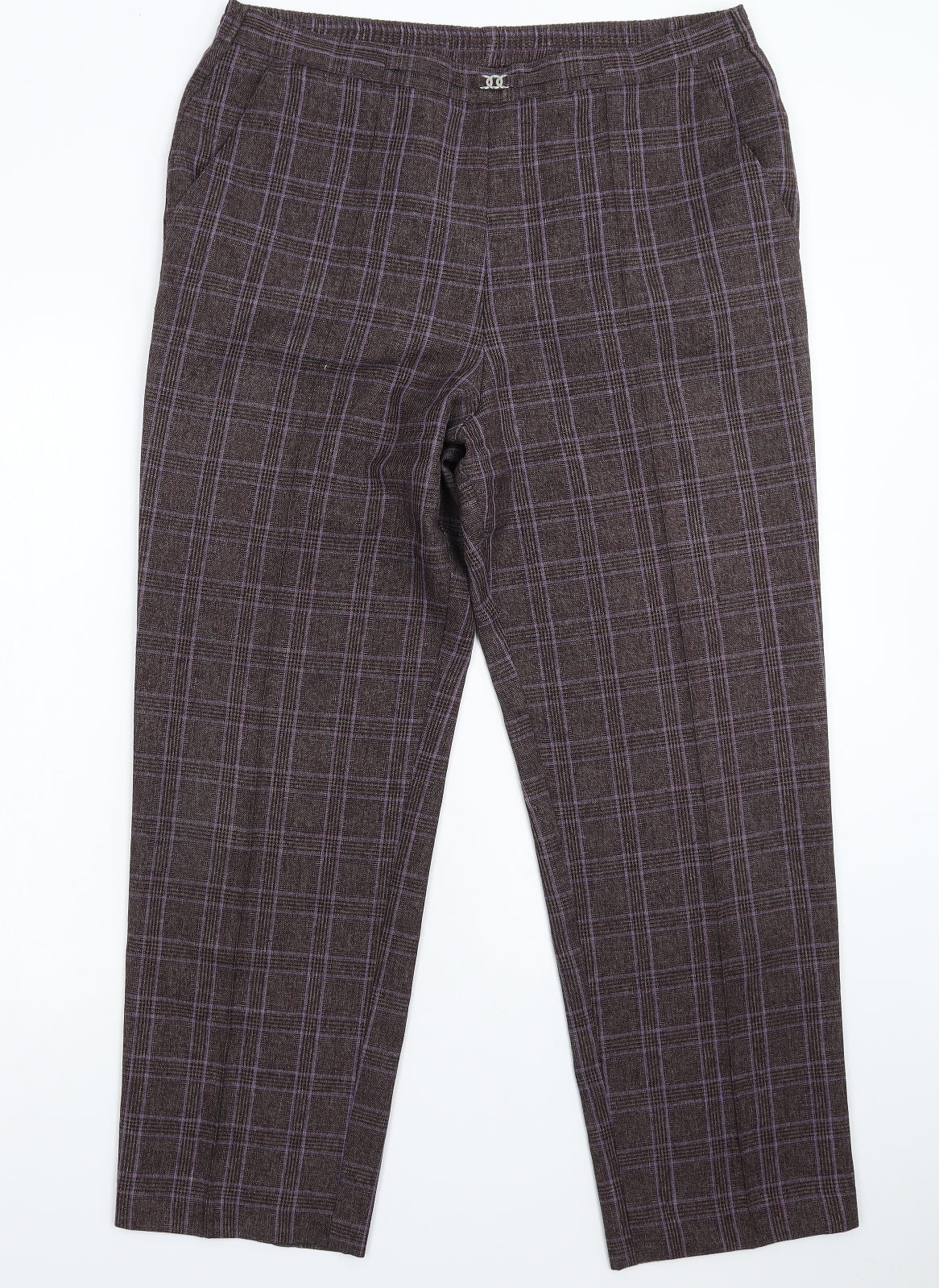 Marks and Spencer Womens Multicoloured Check  Trousers  Size 18 L28 in