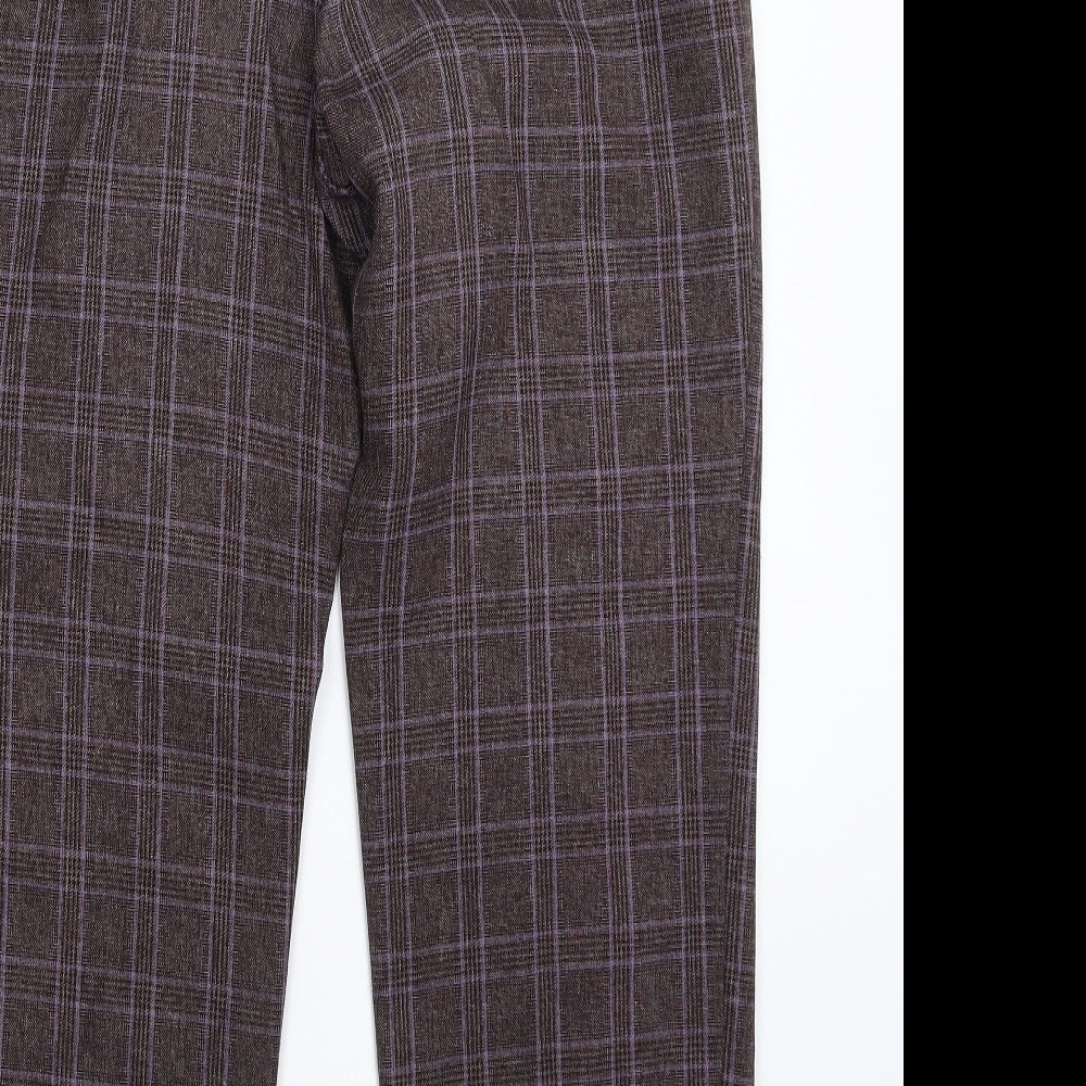 Marks and Spencer Womens Multicoloured Check  Trousers  Size 18 L28 in