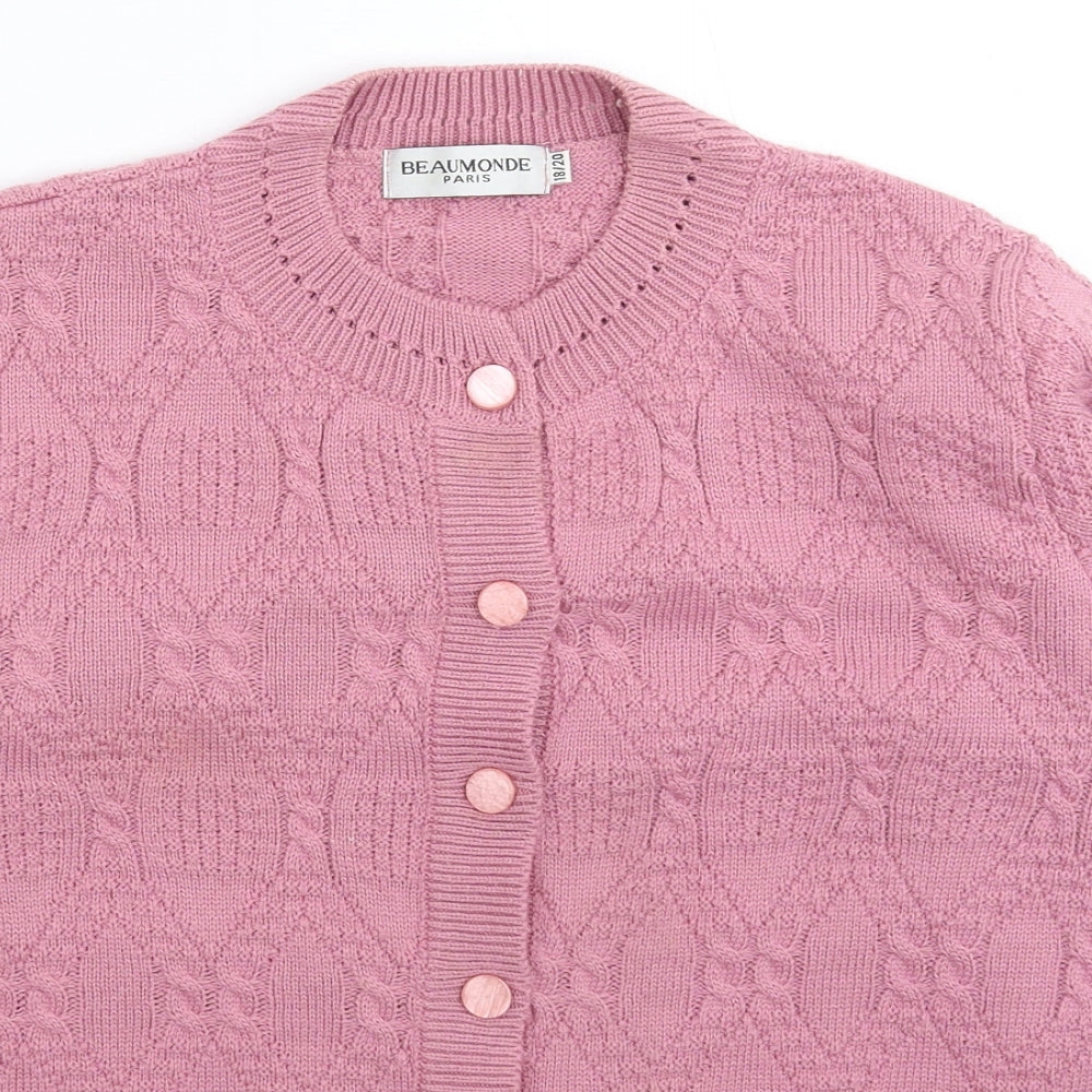 Beaumonde Womens Pink  Knit Cardigan Jumper Size 20