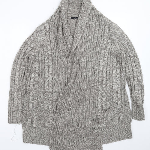 BM Womens Grey  Knit Cardigan Jumper Size M