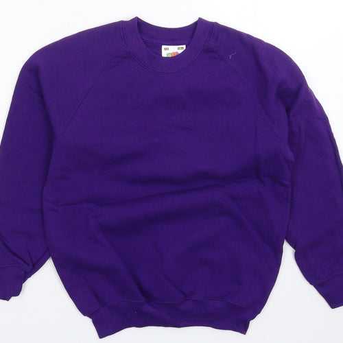 Fruit of the Loom Boys Purple   Pullover Sweatshirt Size 7-8 Years
