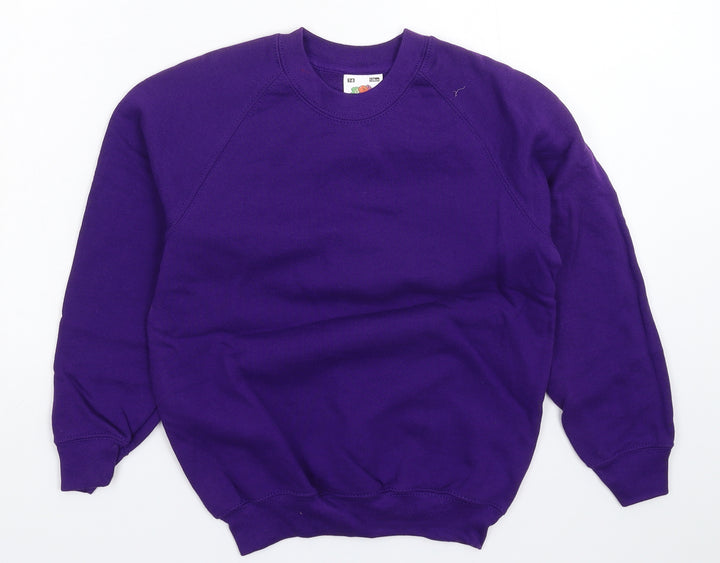 Fruit of the Loom Boys Purple Pullover Sweatshirt Size 7-8 Years