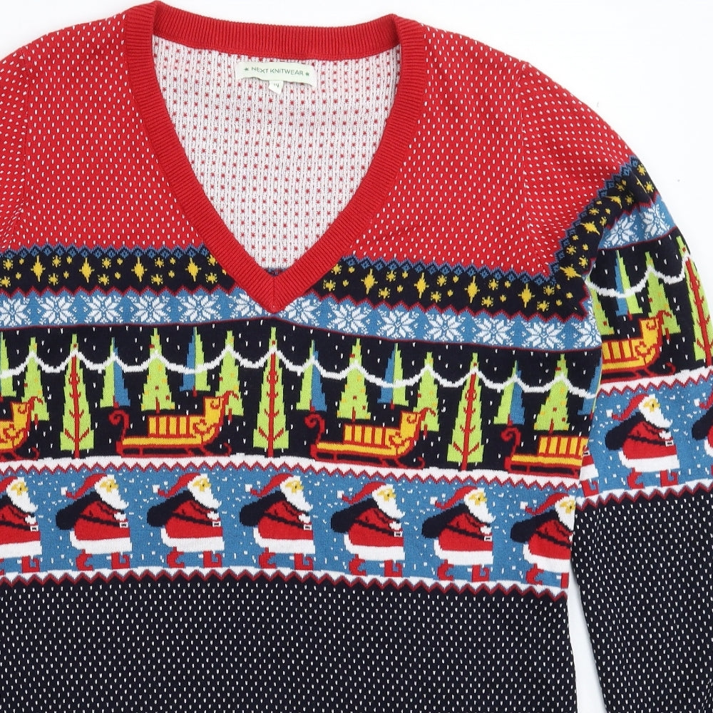 NEXT Womens Multicoloured  Knit Jumper Dress  Size 14  - Christmas