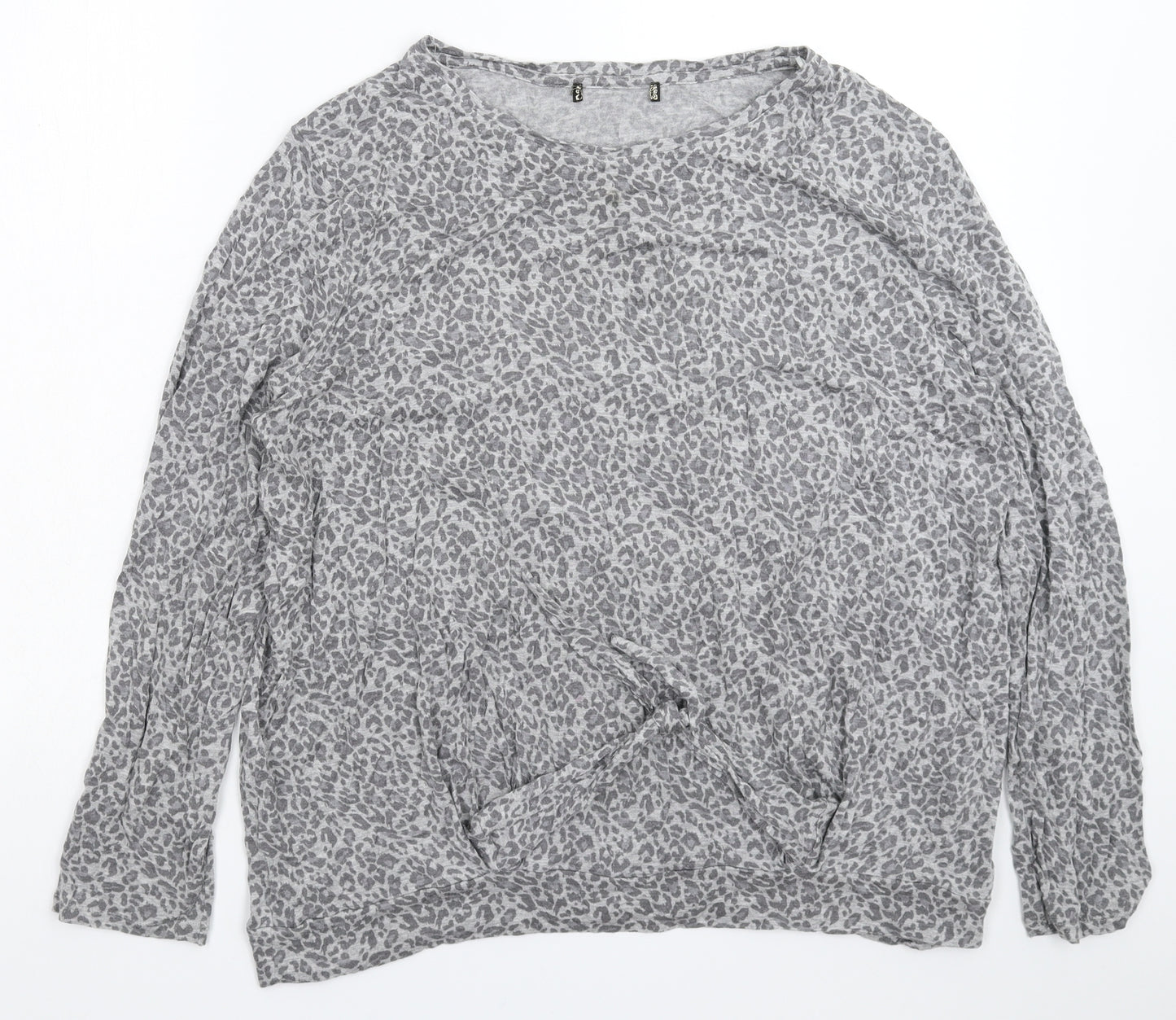 Preworn Womens Grey Animal Print  Basic Blouse Size 18