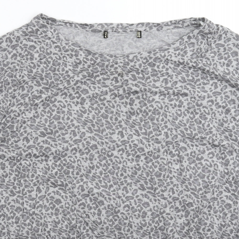 Preworn Womens Grey Animal Print  Basic Blouse Size 18