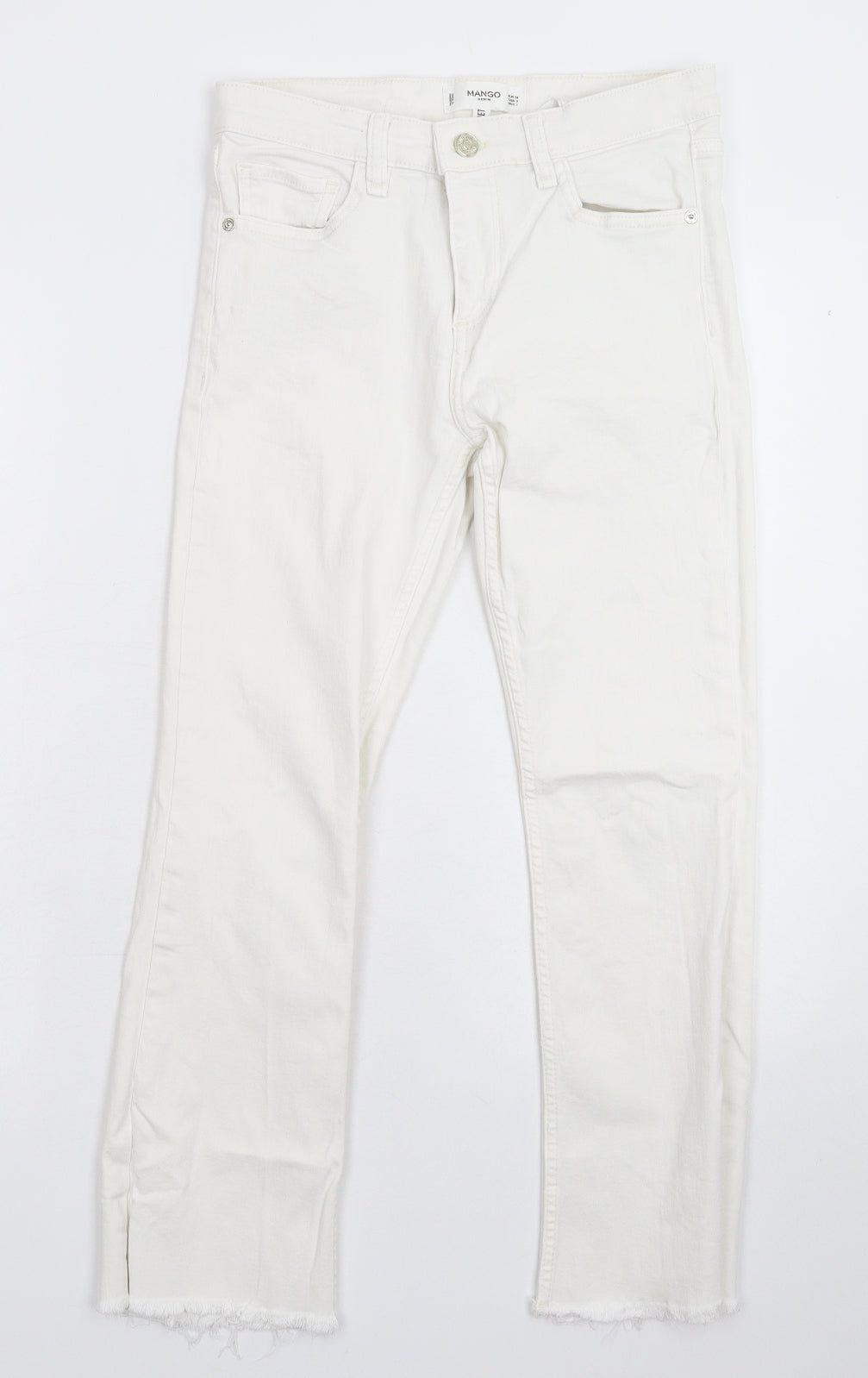 Mango Womens White  Denim Cropped Jeans Size 6 L24 in