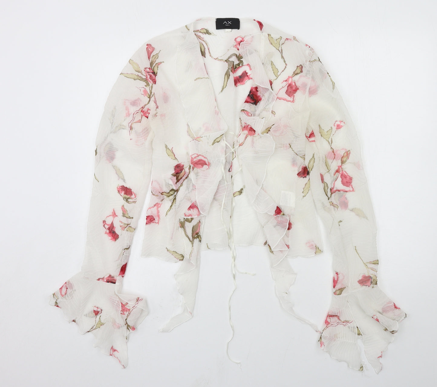 AX Paris Womens White Floral  Basic Blouse Size S
