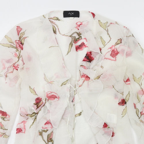 AX Paris Womens White Floral  Basic Blouse Size S