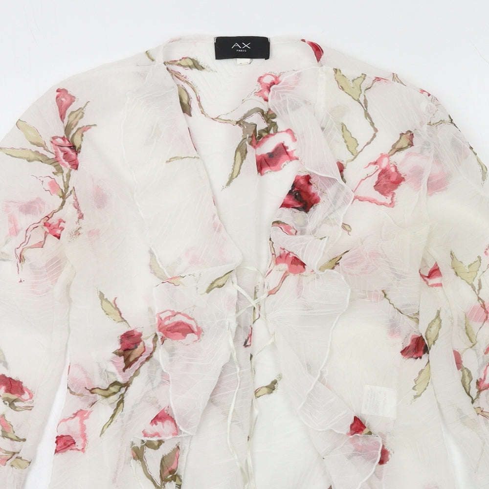 AX Paris Womens White Floral  Basic Blouse Size S
