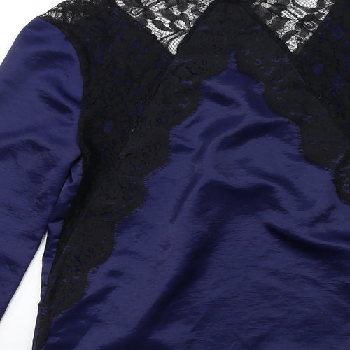 Lipsy Womens Blue  Satin Basic Blouse Size 8
