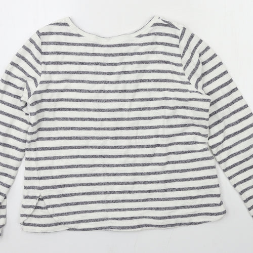 Matalan Womens White Striped Jersey Pullover Sweatshirt Size 10
