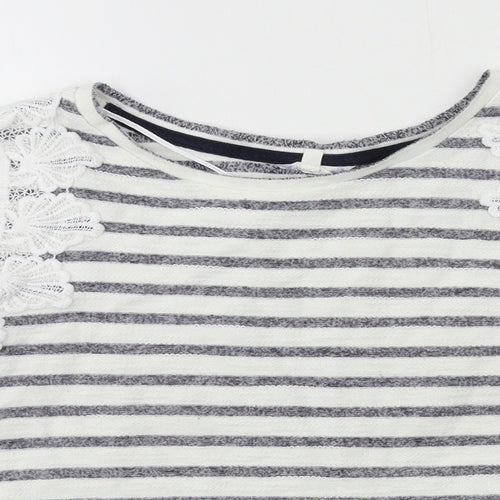 Matalan Womens White Striped Jersey Pullover Sweatshirt Size 10