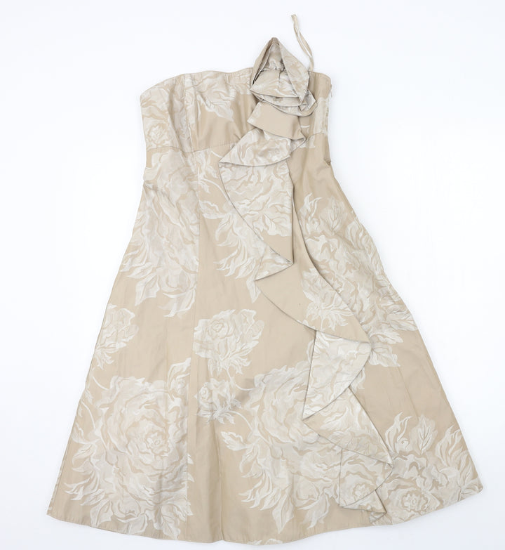 Debut Womens Brown Floral Ball Gown Size 8