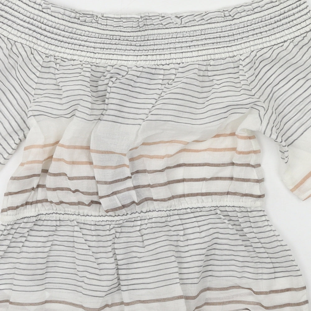 Principles Womens White Striped  Basic Blouse Size 8