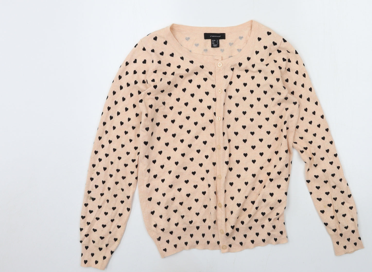Atmosphere Womens Pink Geometric Knit Cardigan Jumper Size 12