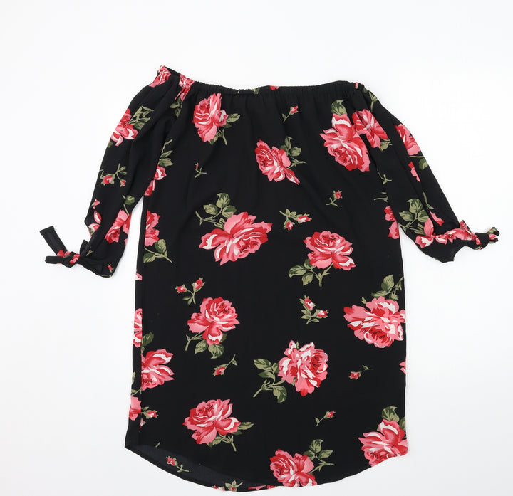 Cameo Rose Womens Black Floral A-Line Size 10